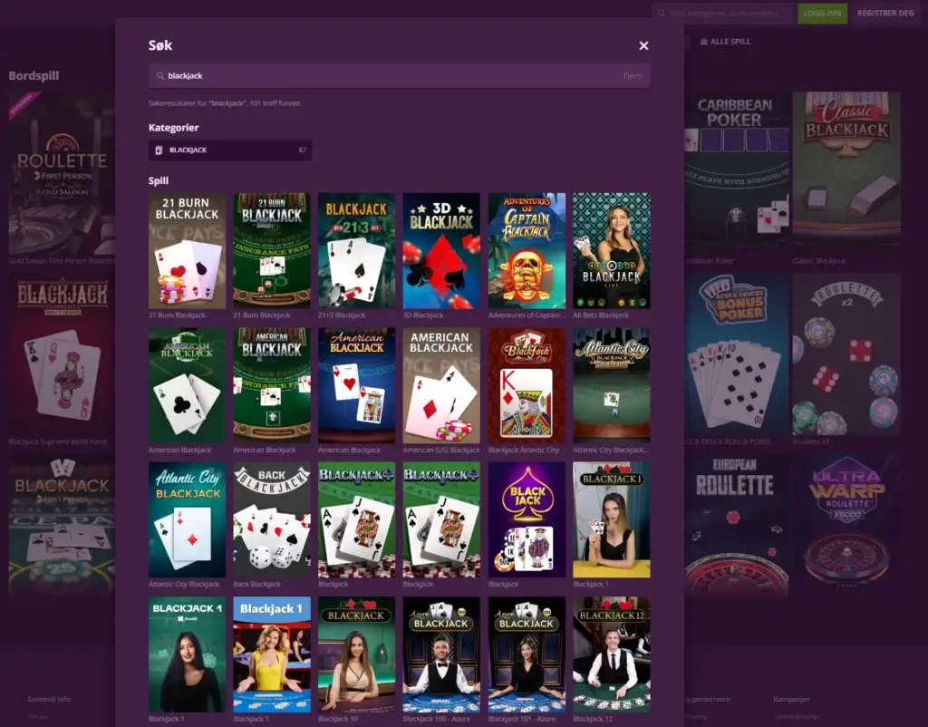 Blackjack hos Malina