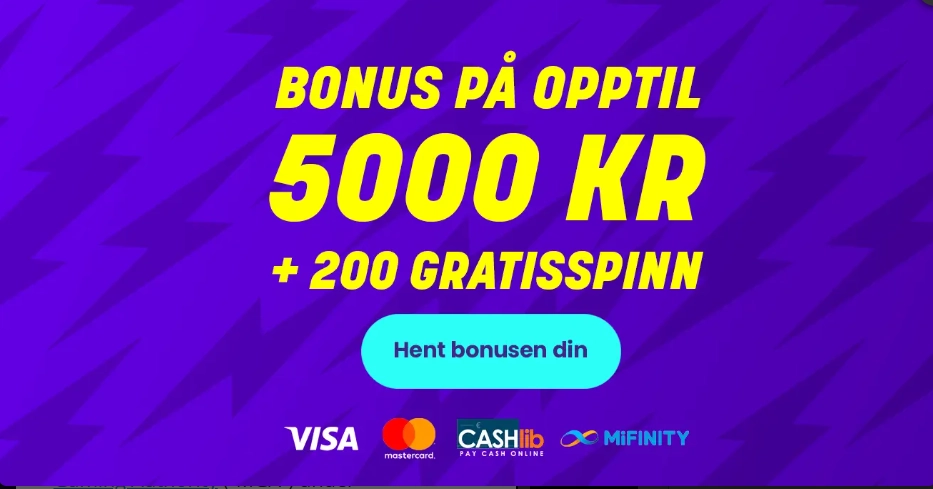 Aktiver bonusen din hos Wildz casino. Her får du 100% opptil 5000 kr + 200 gratisspinn. Innskuddsbonusen er også no-sticky.