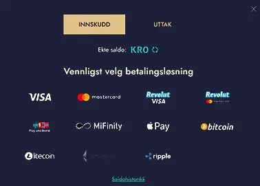 Dolly Casino Innskuddsmeny