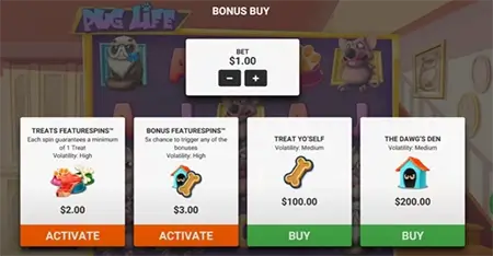 Pugs Life Slot Bonus Buy Meny