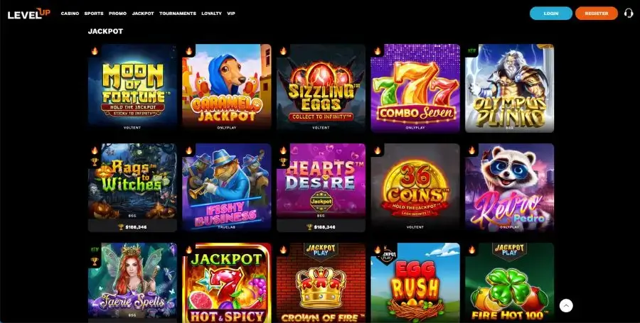 Jackpotspillene hos LevelUp