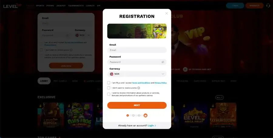 Registrering hos LevelUp