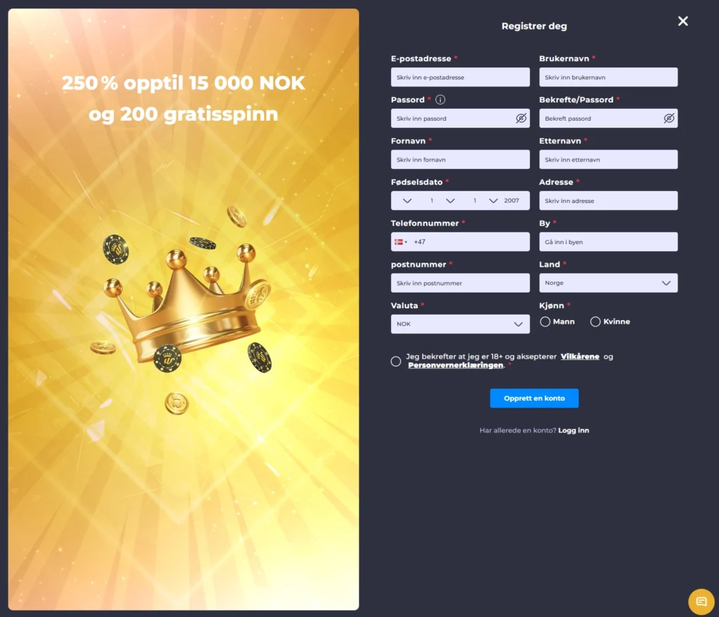 Winning Casino Opprett Konto