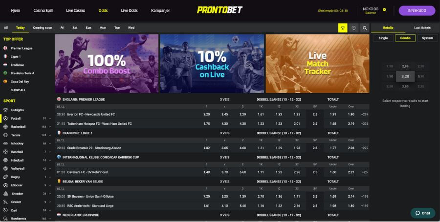 Odds og tipping hos ProntoBet