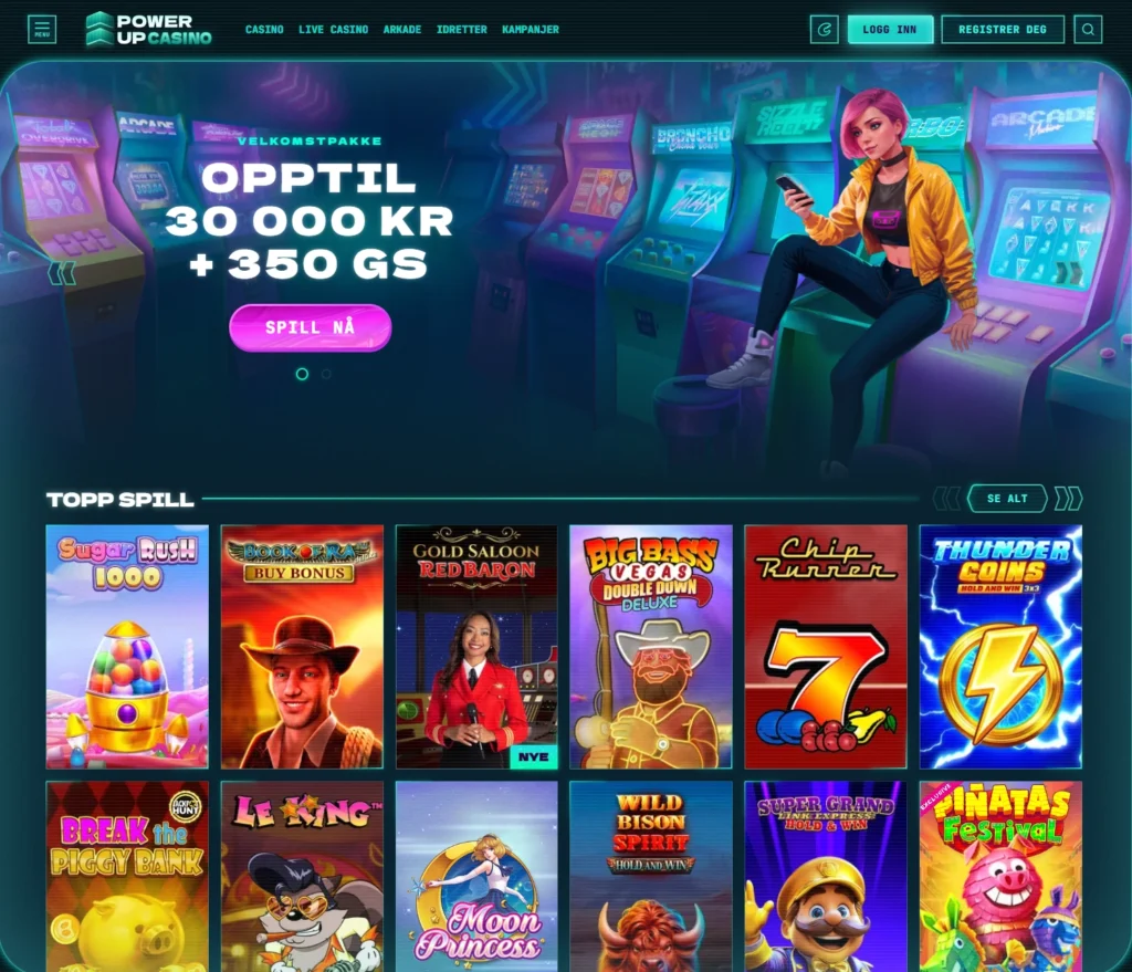Gå til Power Up Casinos nettside
