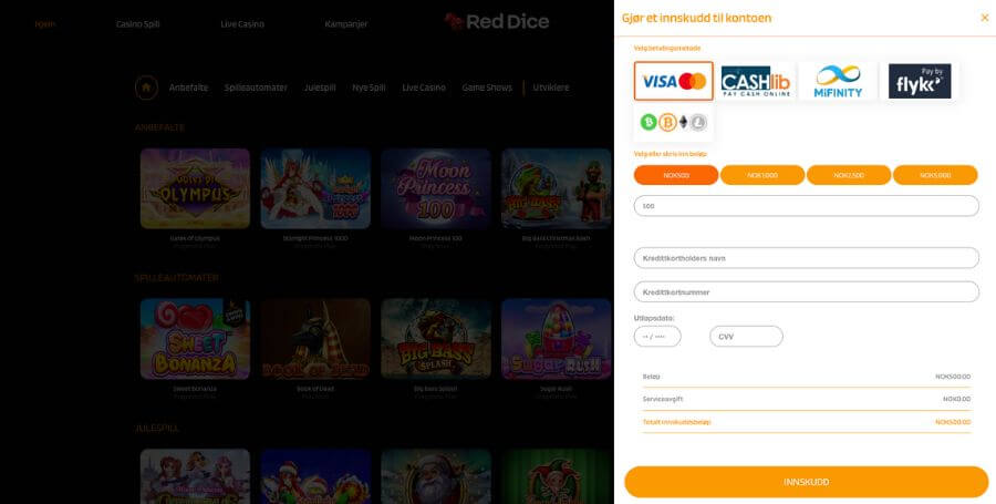 Innskudd hos Red Dice