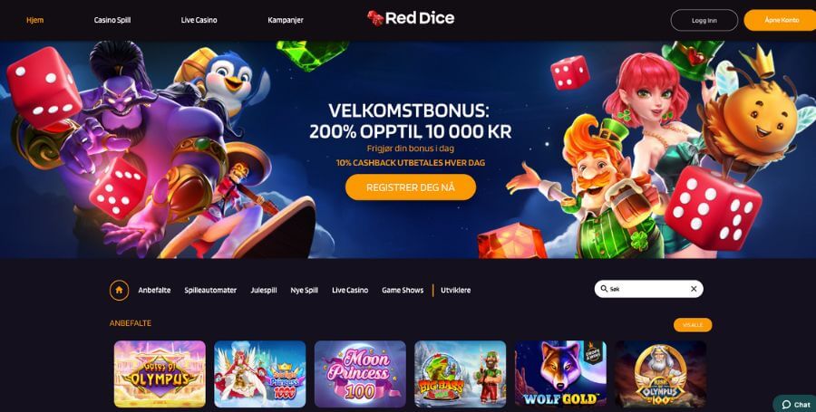 Red Dice casino startside