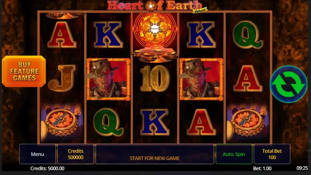 Heart of earth deluxe er en klassisk utformet spilleautomat fra Swintt, med 5 hjul, og 5 betalingsinjer.
