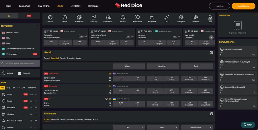 Sportsbooken du finner hos RedDice