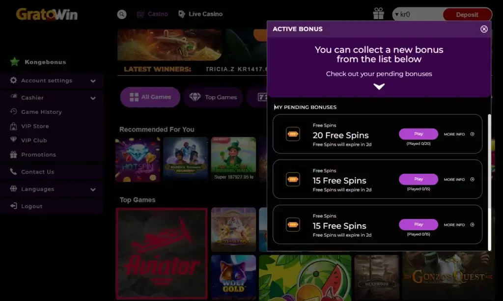 Gratowin Casino Bonus Uten Innskudd Freespins