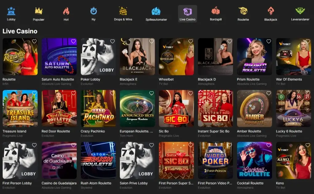 Need For Spin Casino Live Casino