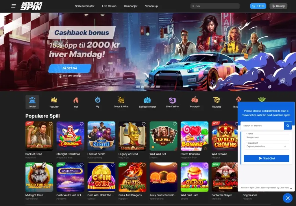 Need For Spin Casino Aktiver Bonus Via Kundeservice