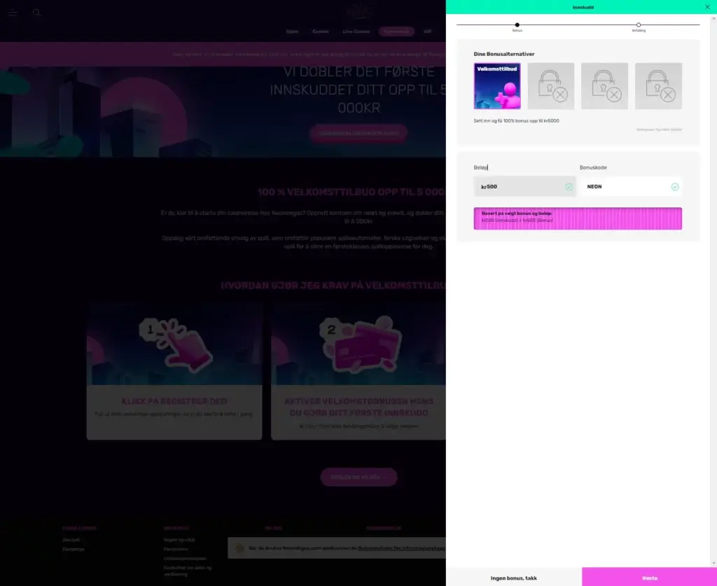 Neon Vegas Aktiver Bonus