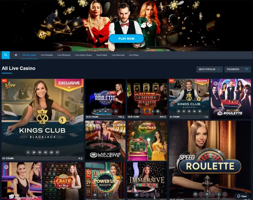 Betglobal Spillutvalg Live Casino