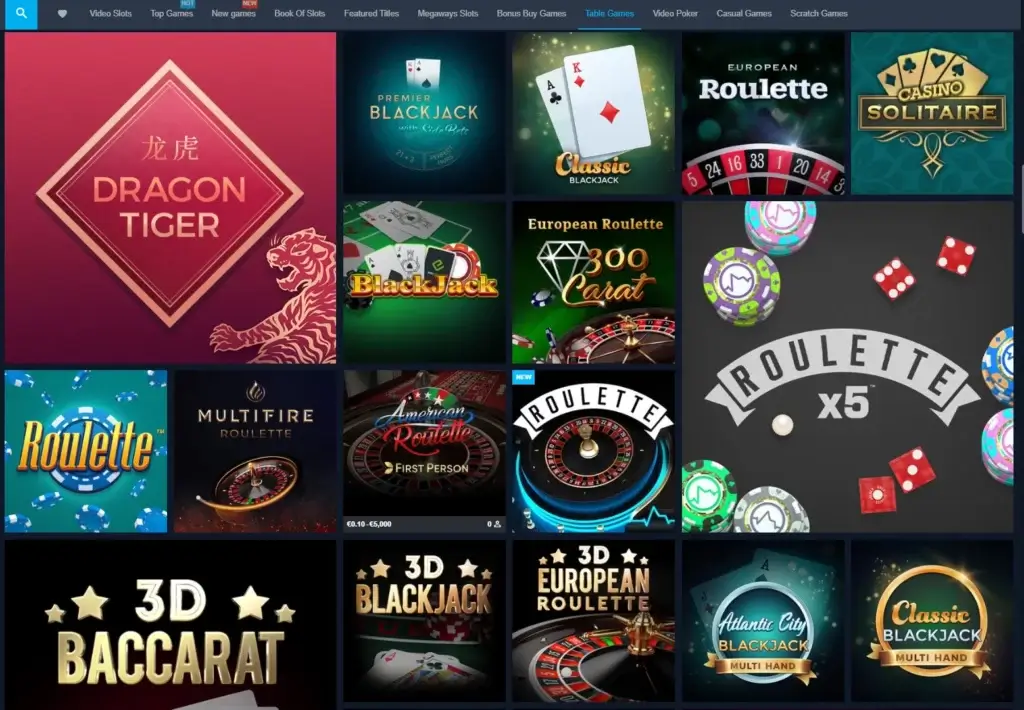 Betglobal Spillutvalg Bordspill Blackjack Roulette Baccarat