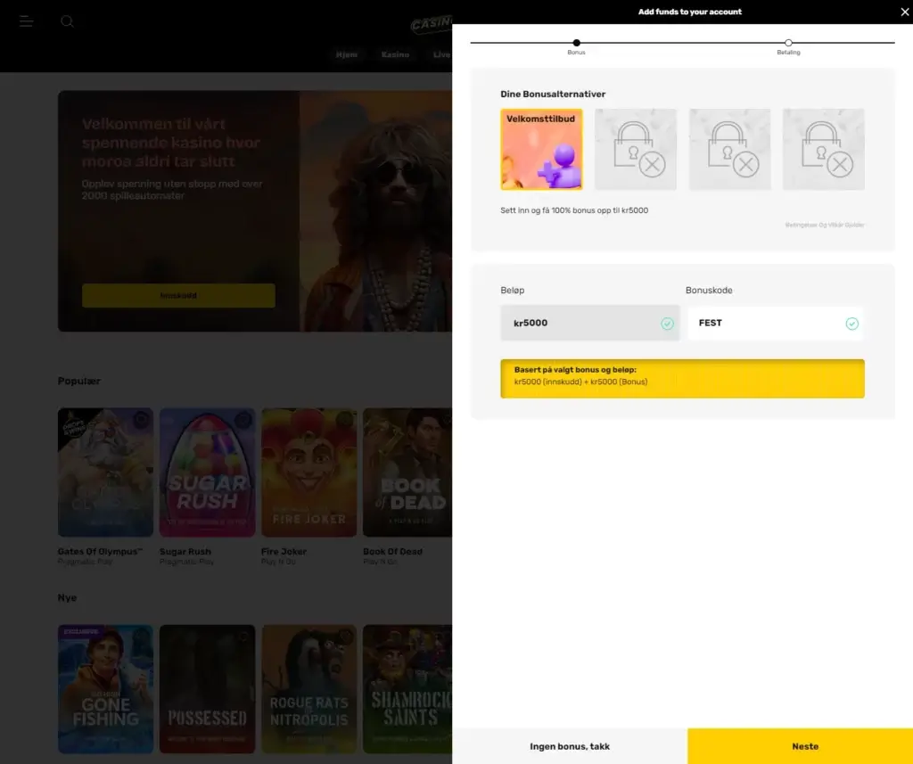 Casinofest Aktiver Bonus