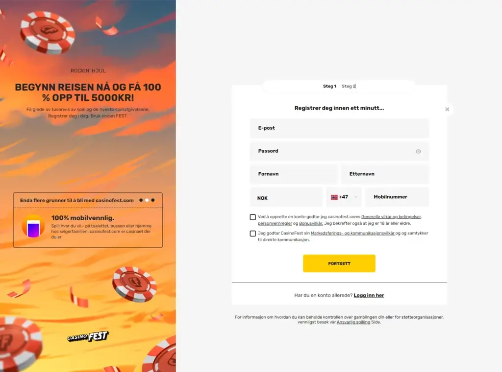 Casinofest Registrer Konto