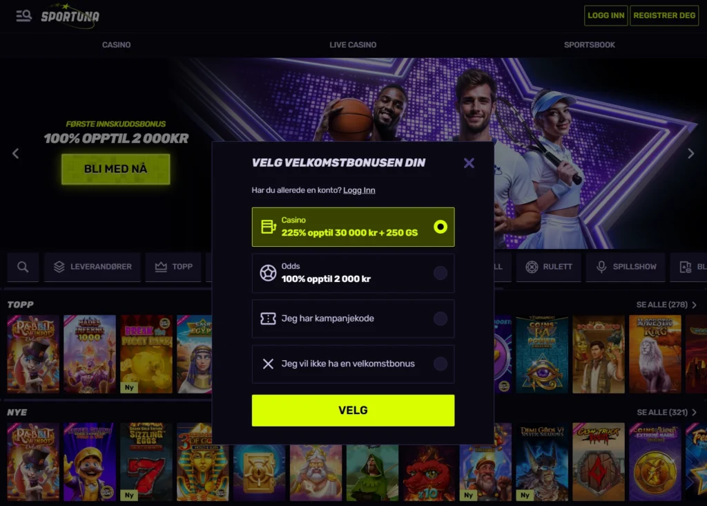 Sportuna Registrer Konto