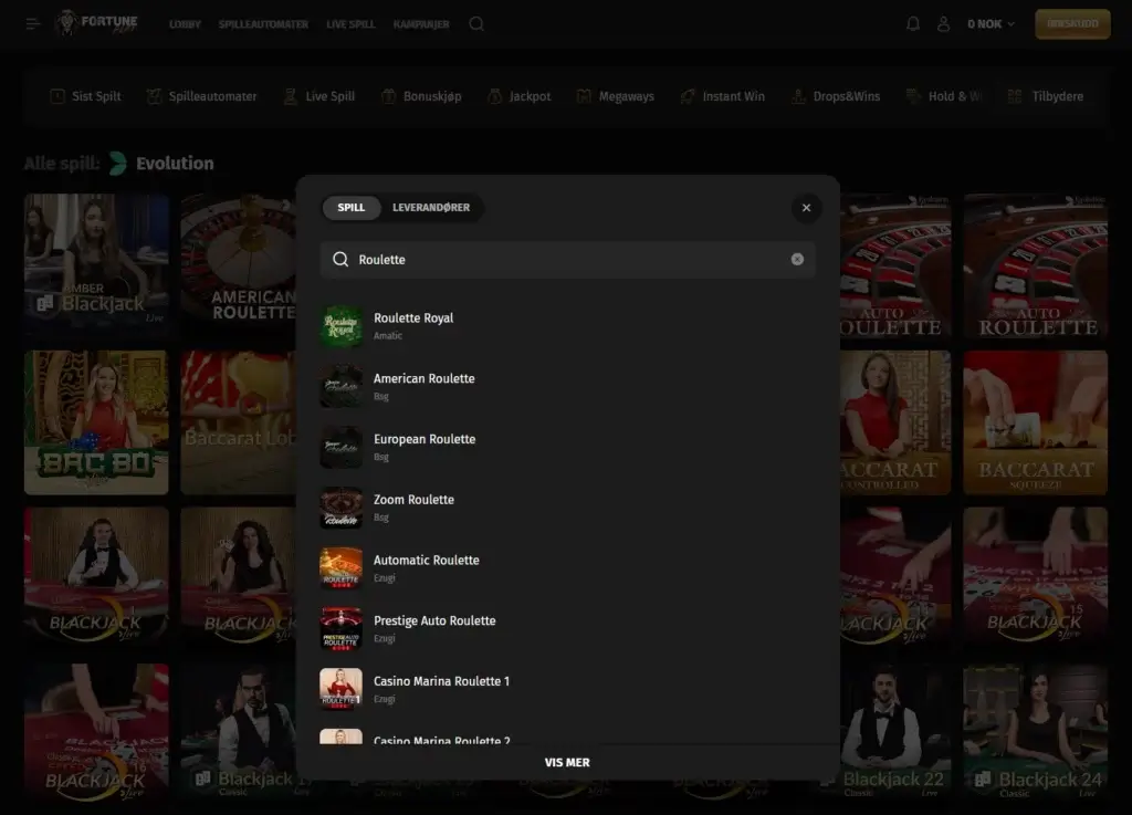 Roulette hos FortunePlay