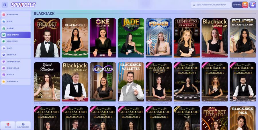Blackjack hos Spinrollz