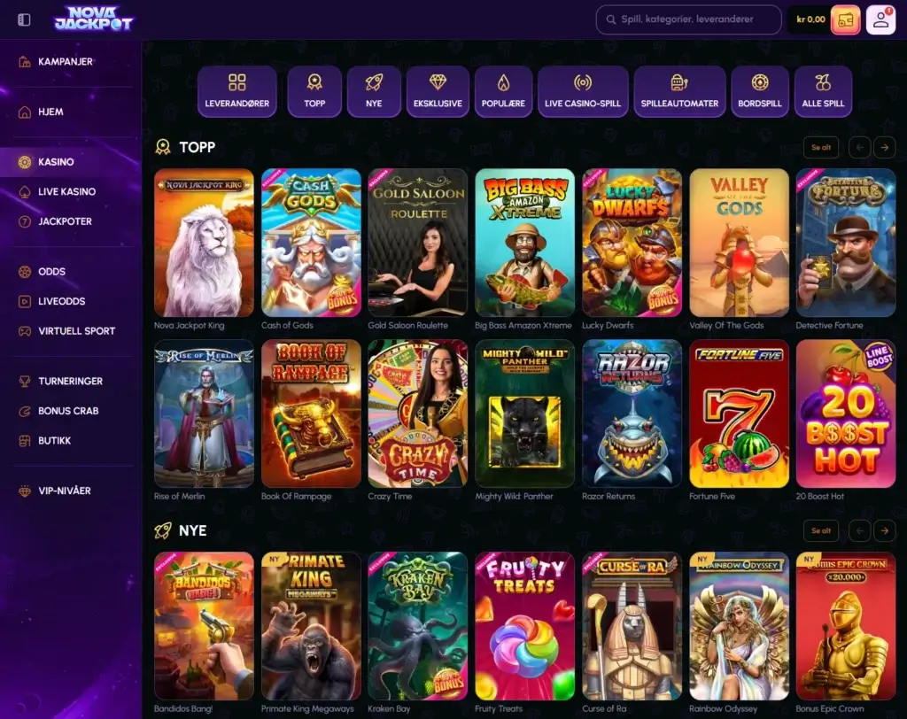 Spillutvalg NovaJackpot
