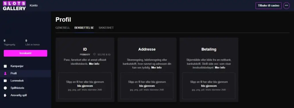 Slots Gallery Kyc Verifsering