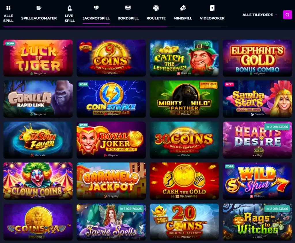 Slots Gallery Spillutvalg Jackpotspill