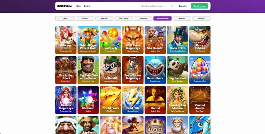Spilleautomater du finner hos Instaspin