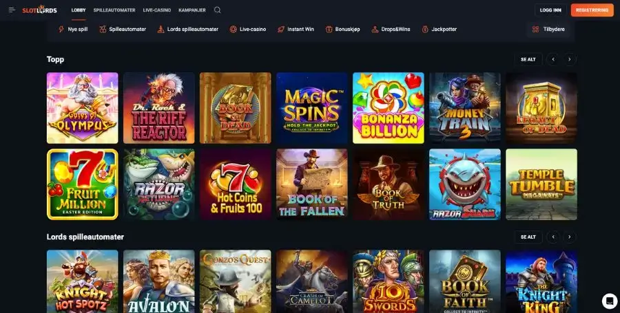 Spillutvalget i casinoet til SlotLords