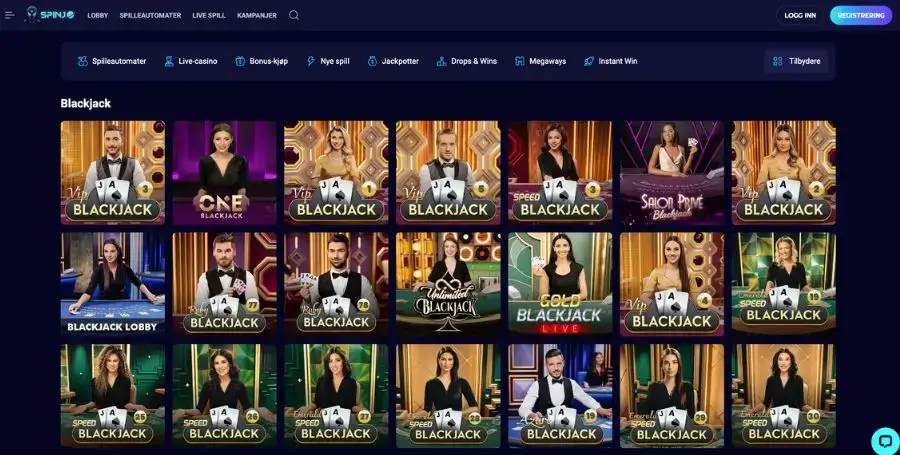 Blackjack hos Spinjo
