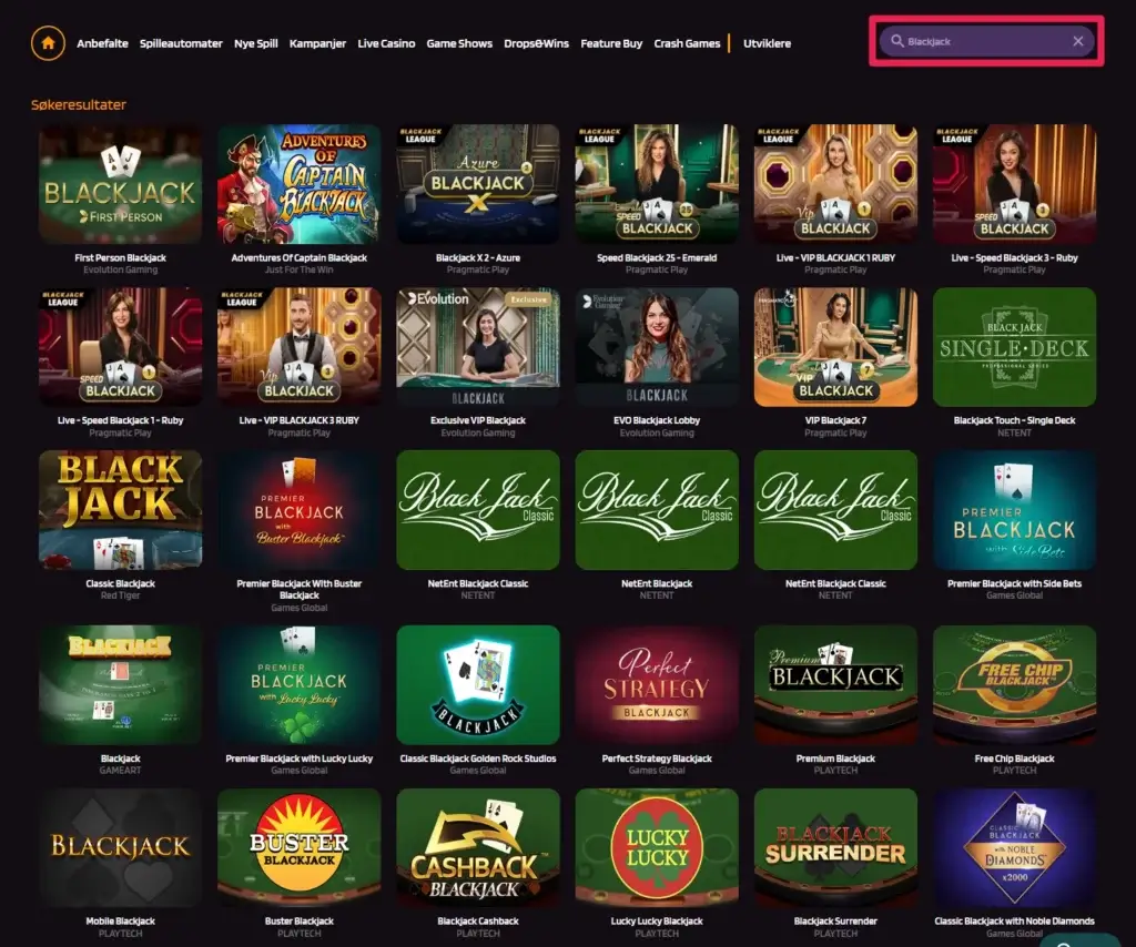 Punterz Casino Spillutvalg Blackjack