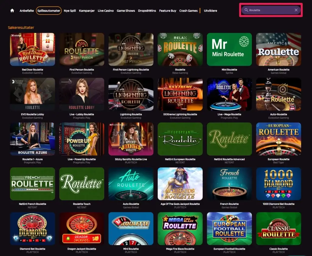 Punterz Casino Spillutvalg Roulette