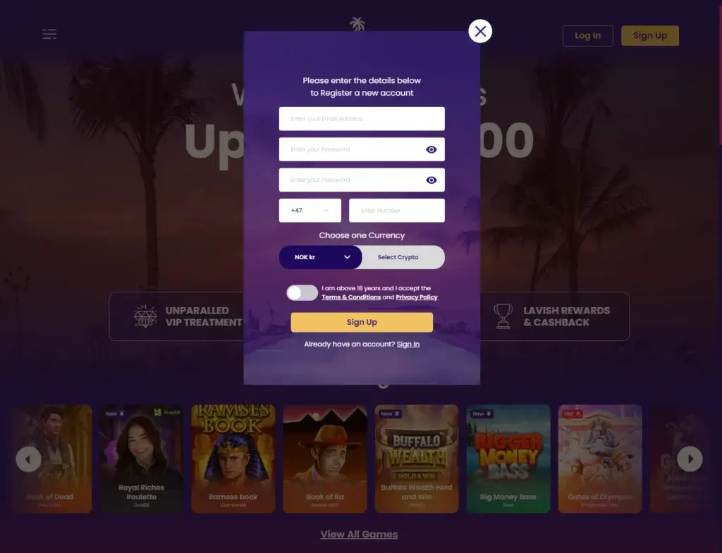 Dreamwins Casino Registrer Konto
