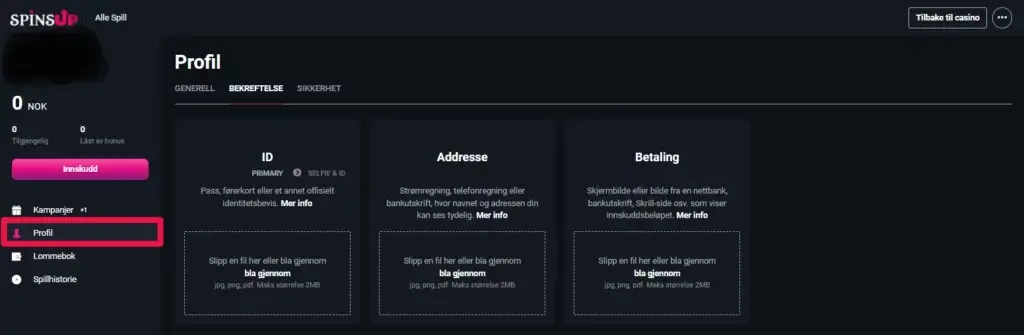 Spinsup Casino Kyc