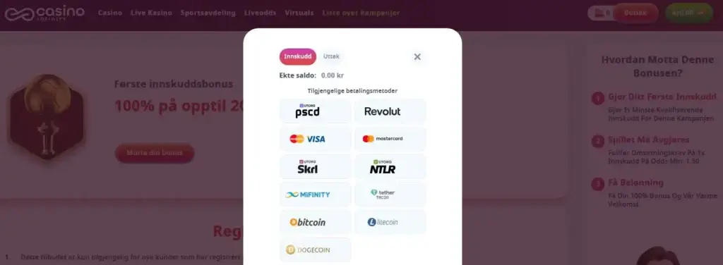 Betalingsmetoder på bettingsider