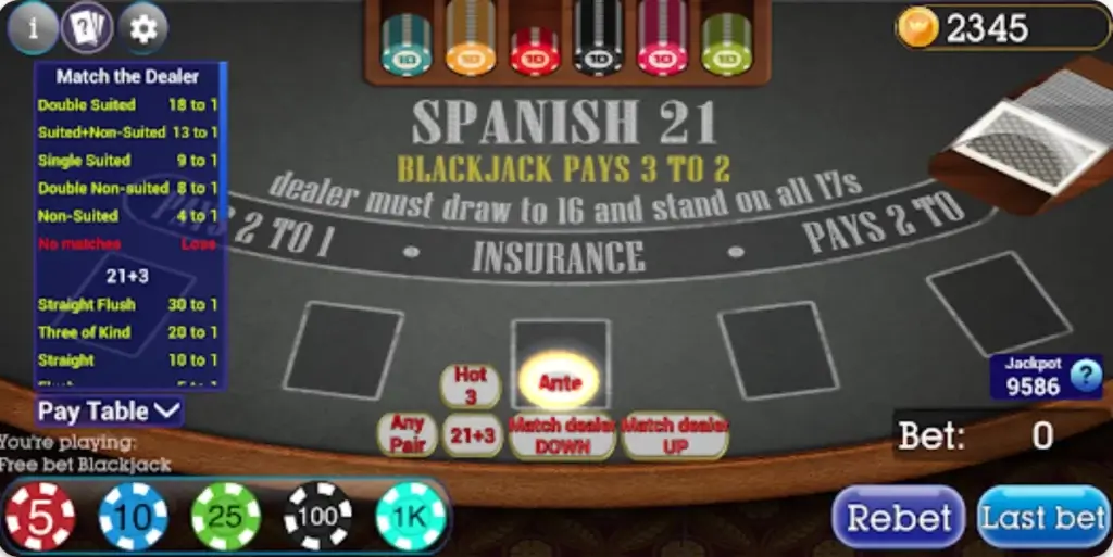Spanish 21 blackjack