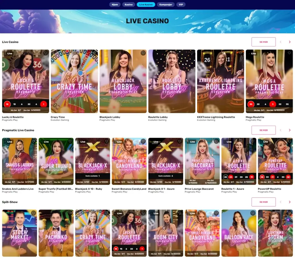 Live Casino hos Vauhdikas