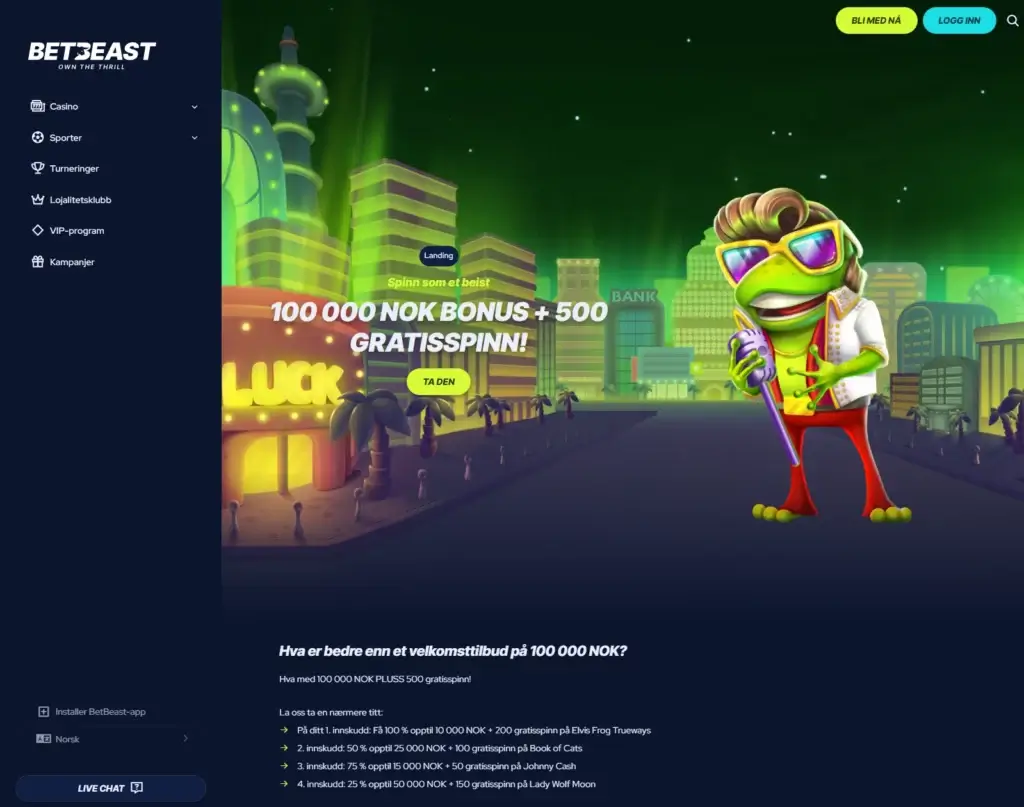 Betbeast Casino Forside