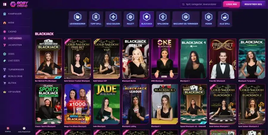 Blackjack hos Robycasino