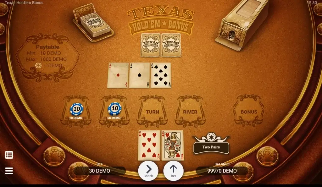 Rebellion Casino Texas Holdem Poker Flop