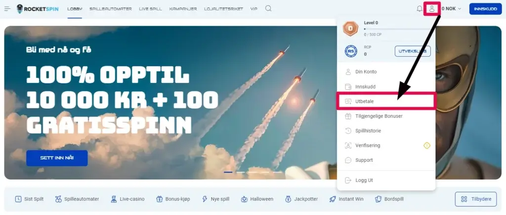 Rocketspin Casino Texas Holdem Poker Utbetaling