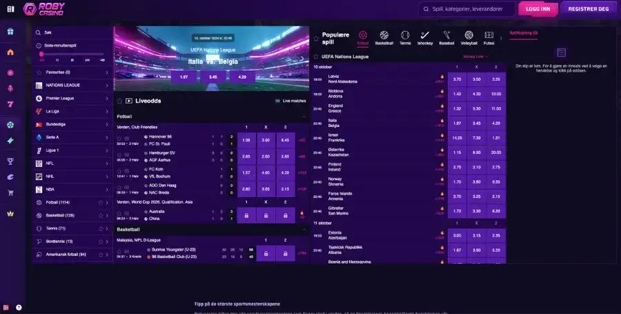 Sportsbetting hos Robycasino