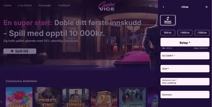 Uttak fra Casino Vice