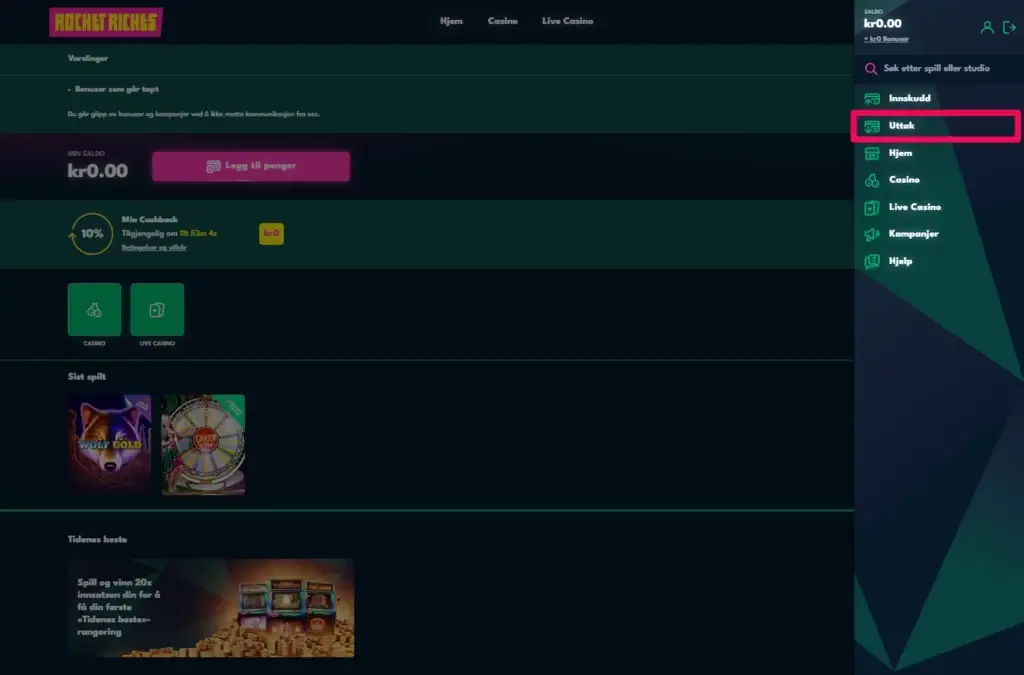 Ga Til Uttak Fra Live Dealer Blackjack