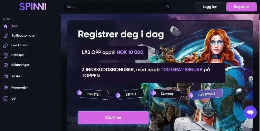 Spinni sin norske startside