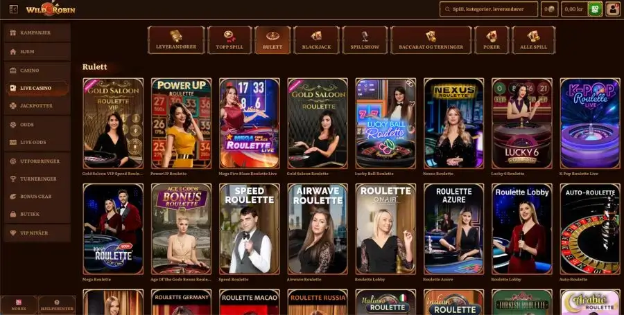 Roulette hos WildRobin