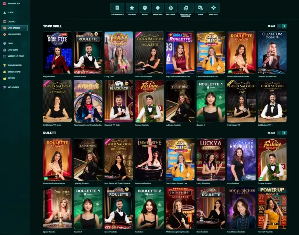 Live Casino hos Playio