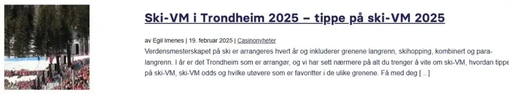 Ski Vm I Trondheim Tippe Pa Ski Vm