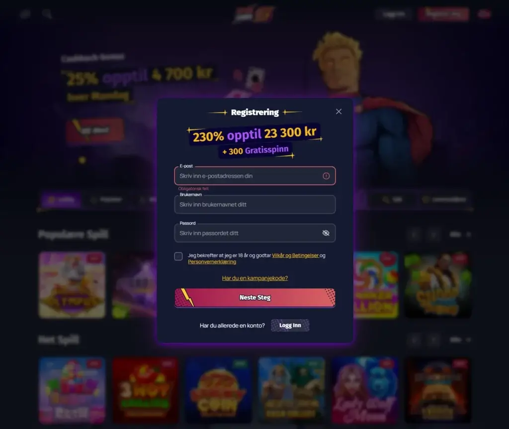 Slik kommer du i gang med Plinko. Opprett konto via vår go-link