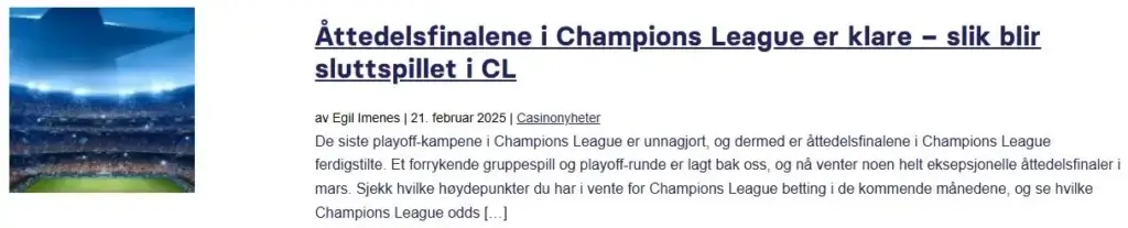 Attedelsfinalen I Champions League Nyheter